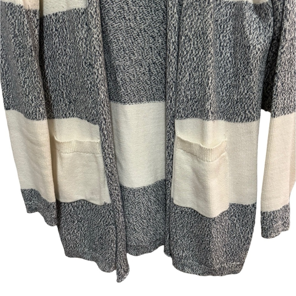 LOFT - Blue / White shawl collar Open Front Cardigan with Pockets - Size S - Picture 2 of 7